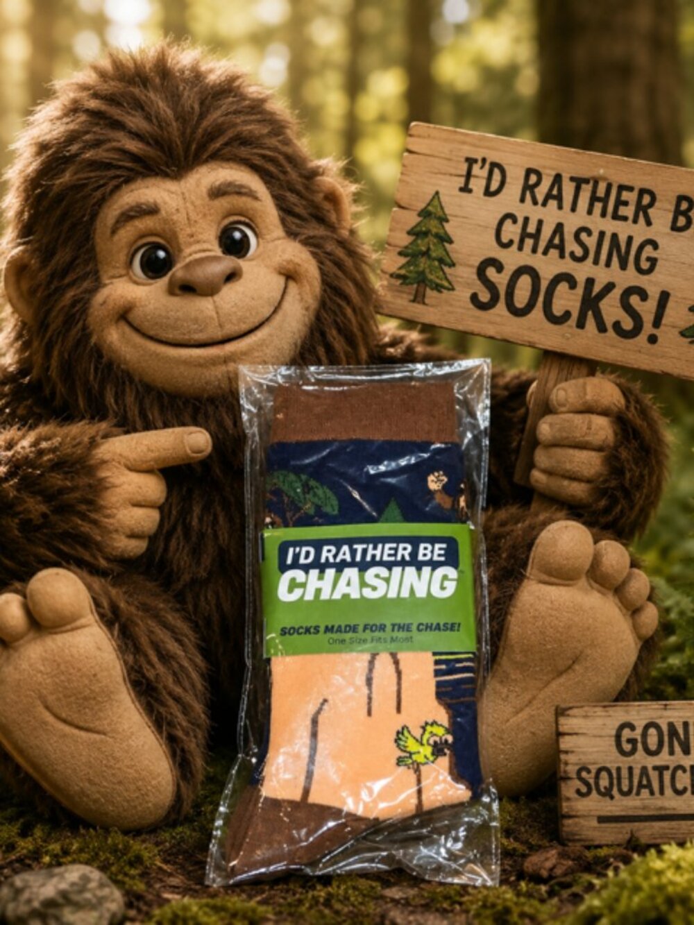 I'd Rather Be Chasing Big Foot Socks NWT